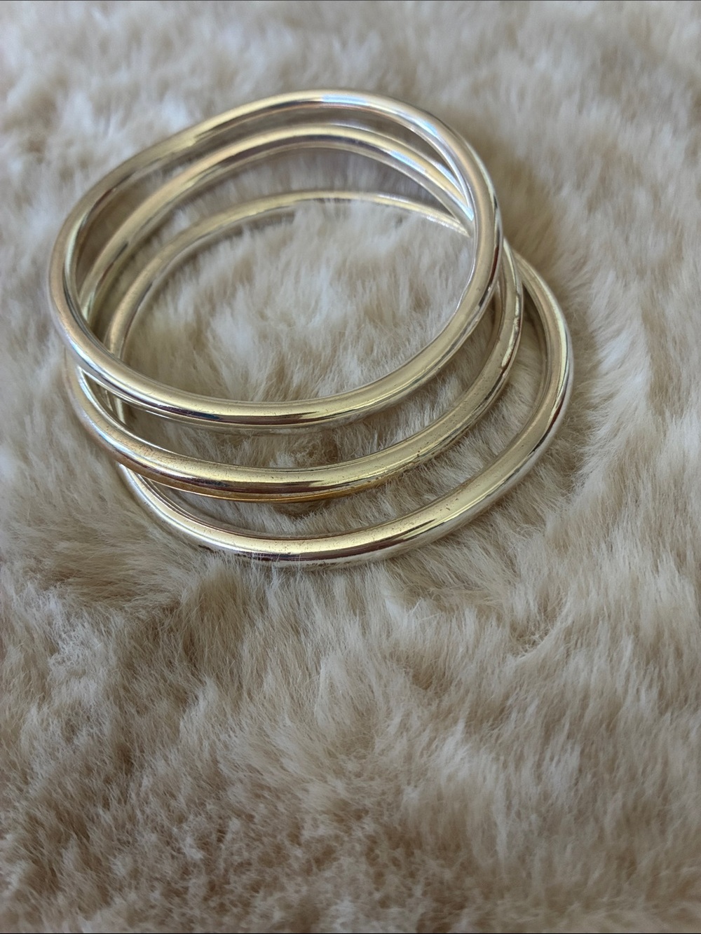 Express Silver Tone Stackable Bangle Bracelet Set - Picture 2 of 3